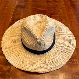 J. Crew Summer wide brim packable straw hat.